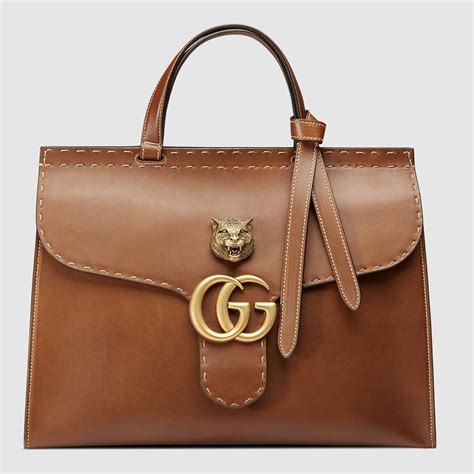 gucci brown leather cream dial|Gucci black leather handbags.